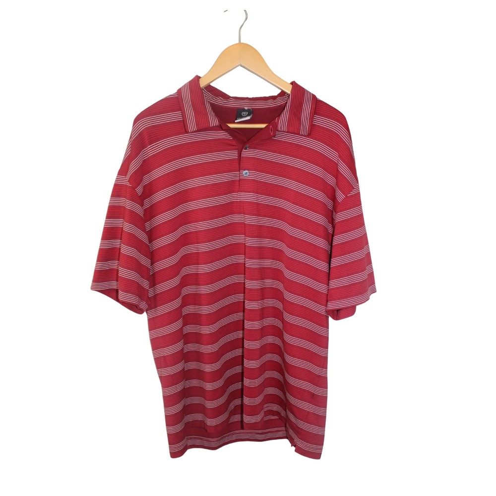 Nike Golf Dri-Fit Short Sleeve Polo‎ Men's Size XL Red White Striped